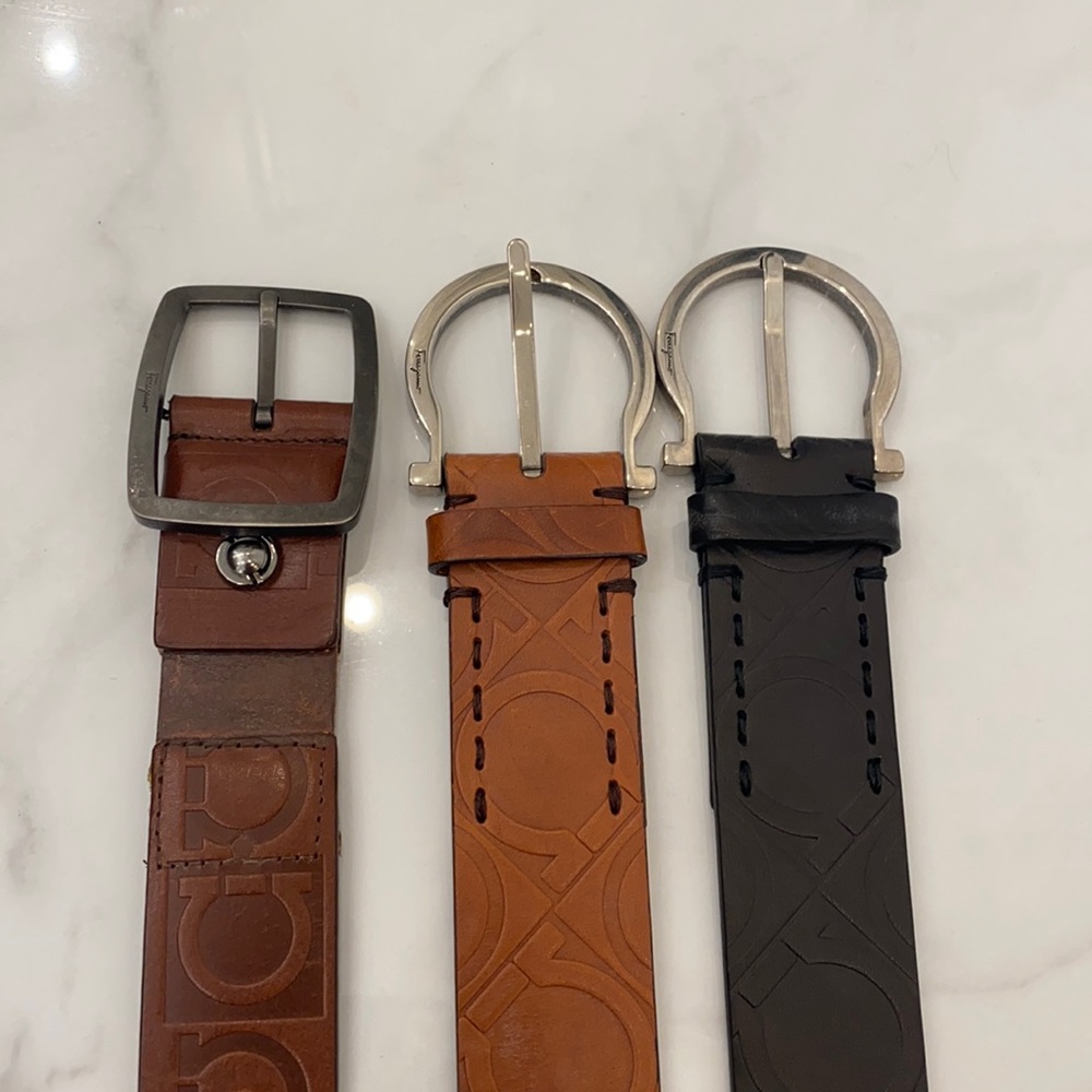 Ferragamo bundle of 3 patterned belts all size 36